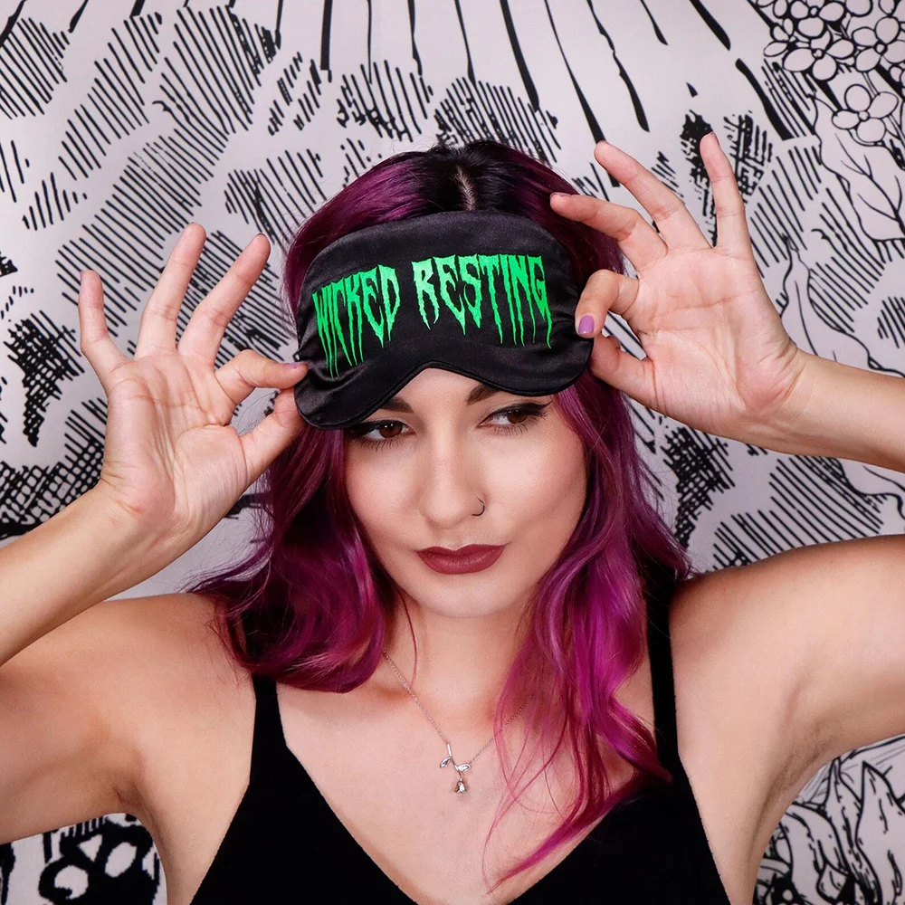 Gruselige Augenmasken, Gothic-Hexen-Augenmasken für Halloween, Schlafpartys, Junggesellinnenabschiede, Brautparty-Dekoration, Geschenk, „Wach nicht, bis du schlafen gehst“ – Detail 7
