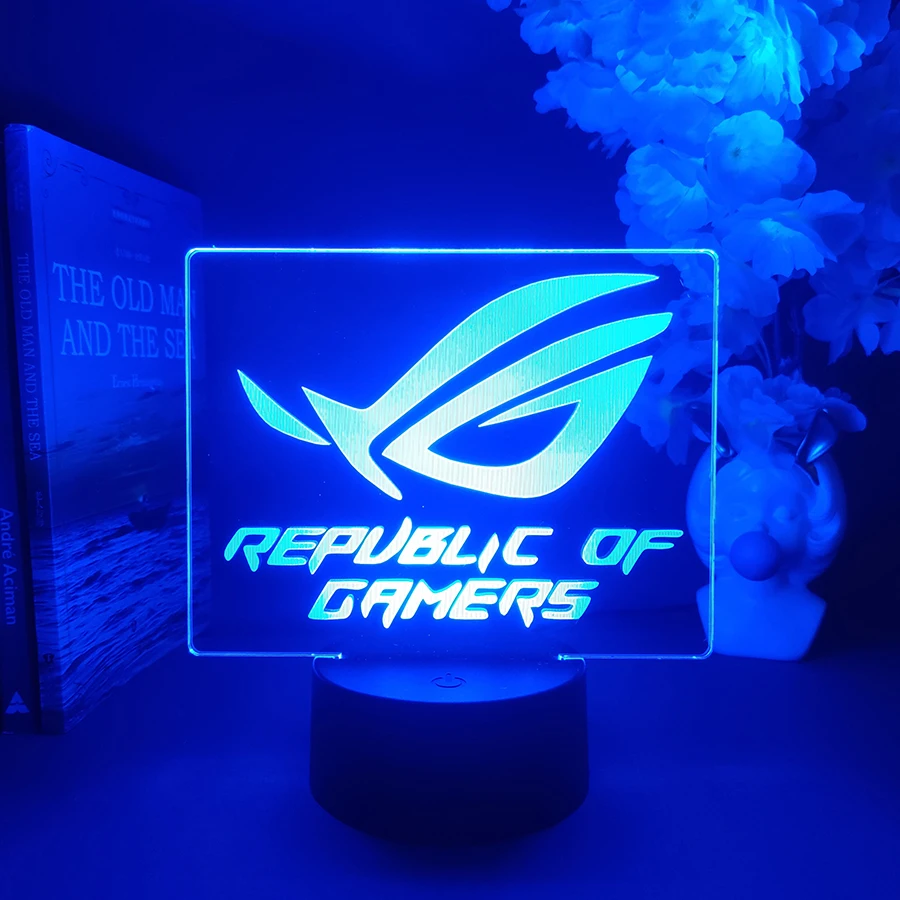 LED ROG Logo Light 7/16 Color Changing rgb for Plexiglass Cool Gaming Room Desktop Decoration Atmosphere Lighting Dec Gamer Gift