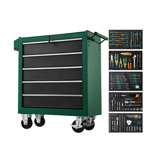 7 drawers workshop trolley toolbox trolley with tools