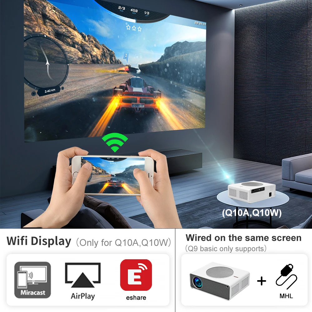 TouYinger Q10 FULL HD 1080P Projetor 4K المسرح المنزلي شعاع الفيديو LED شعاع العارضات PS5 لعبة عرض البيانات متعاطي المخدرات