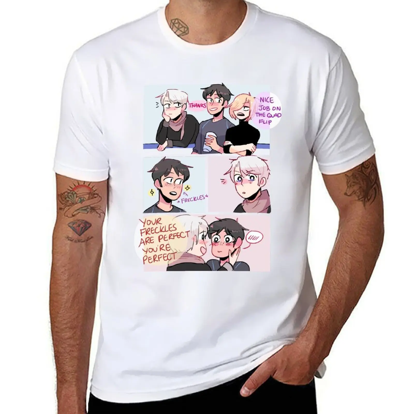 YOI: YUURI'S FRECKLES T-Shirt man t shirt cotton high quality graphic t shirts for man T-Shirt