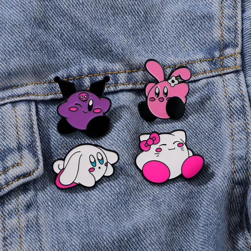 Cartoon Anime Game Characters Pins Pretty Rabbit Cat Imp Shaped Enamel Brooches For Fandom Gift