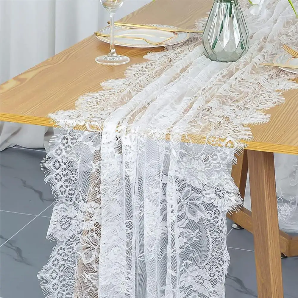 Floral Lace Table Runner White Lace Table Runner Elegant Lace Table Runner for Wedding Bridal Shower Party Sheer White for A