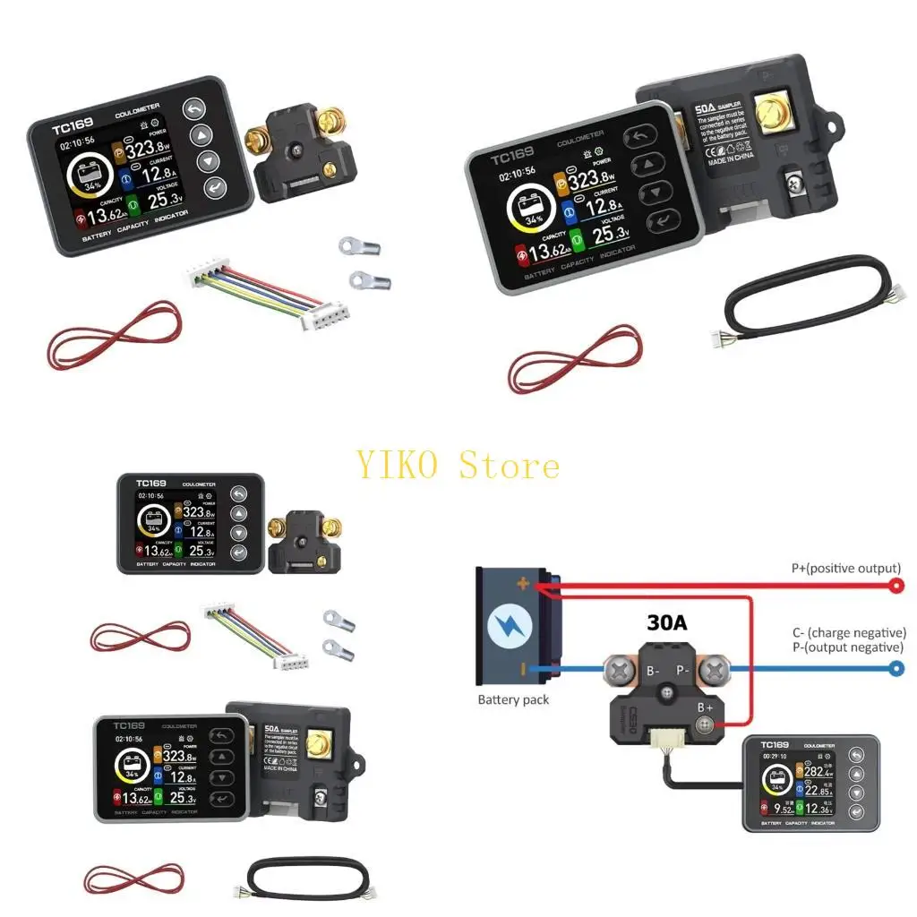 

K32C Precise Color Screen Coulomb Meter For Battery Voltages Current Power Monitoring