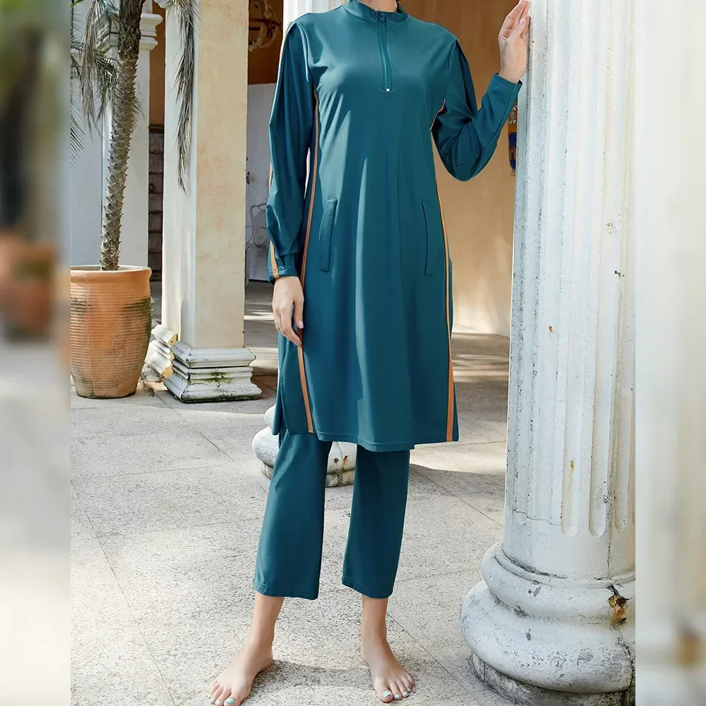 3 pçs burkini muçulmano banho hijab maiô roupas femininas maiô islâmico modesto banho femme musulmane maillot de bain