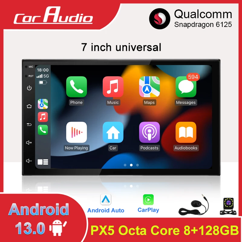 

Qualcomm Snapdragon Android 13 Car Multimedia Player For Universal 7 Inch Touch Screen Radio GPS Carplay Auto 4G DSP Headunit