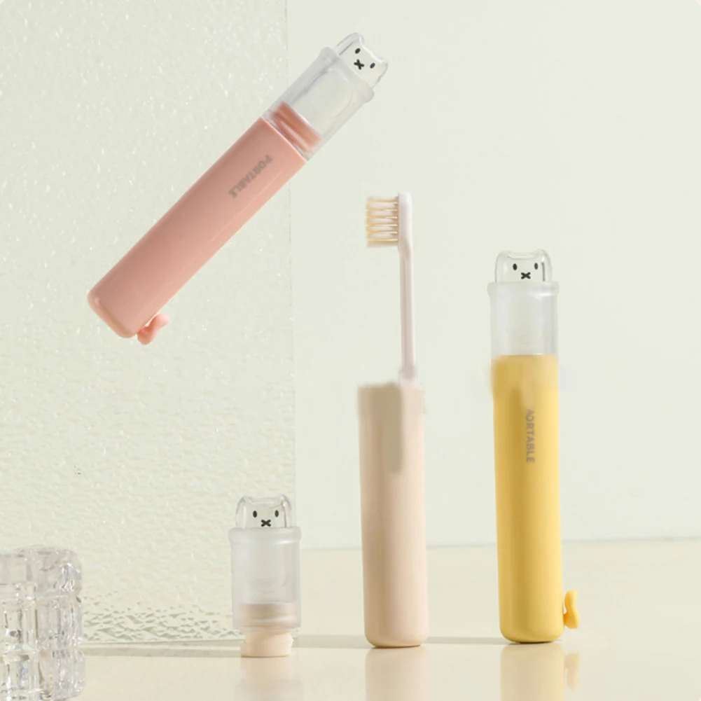 Compact Toothbrush Set For Travel With For 2-in-1 Function: Brush Head Plus Toothpaste Storage And Soft Bristle Technology