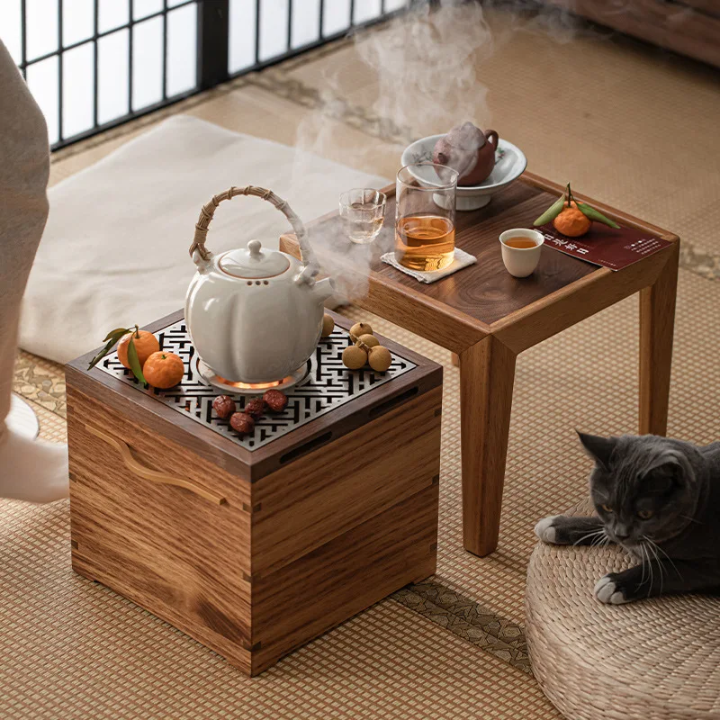 Charcoal fire around the stove, cooking tea table, walnut coffee table