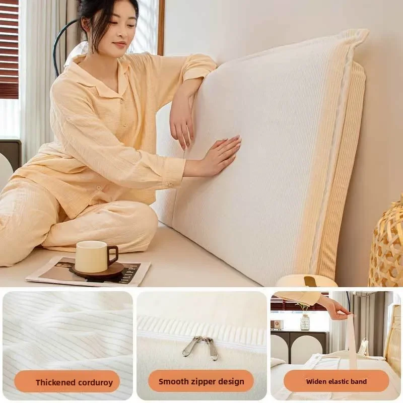 Corduroy Headboard Cushion with Lumbar Support Washable Detachable Backrest Anti-Collision Bedhead Pillow Soft Pack New Model