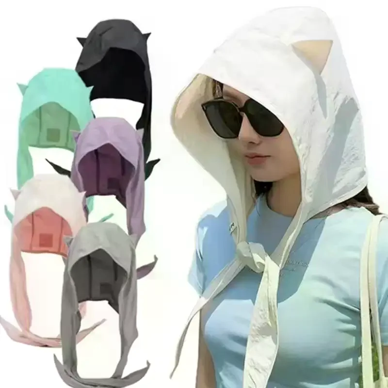 2026 Fashion Summer Fisherman Hat With Strap Trendy Qiuck Dry Cute Ear Design Sunshade Caps For Summer Beach Fishing Hiking