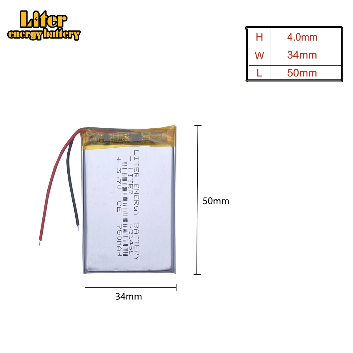 Litowa bateria energetyczna 403450 3.7V 750mAH 383450 PLIB, polimerowa bateria litowo-jonowa/akumulator litowo-jonowy do GPS mp3 mp4 mp5 dvd