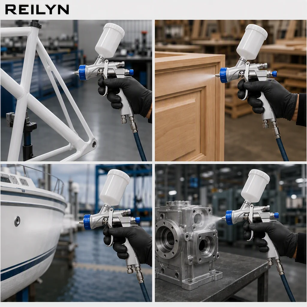 Reilyn W-200A Pneumatic Spray Gun High Atomization Gravity Feed Air Spray Gun Auto Body,Furniture,Metal
