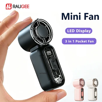 Mini Portable Handheld Fan Personal Pocket-Sized Digital Display Hand Fan USB…