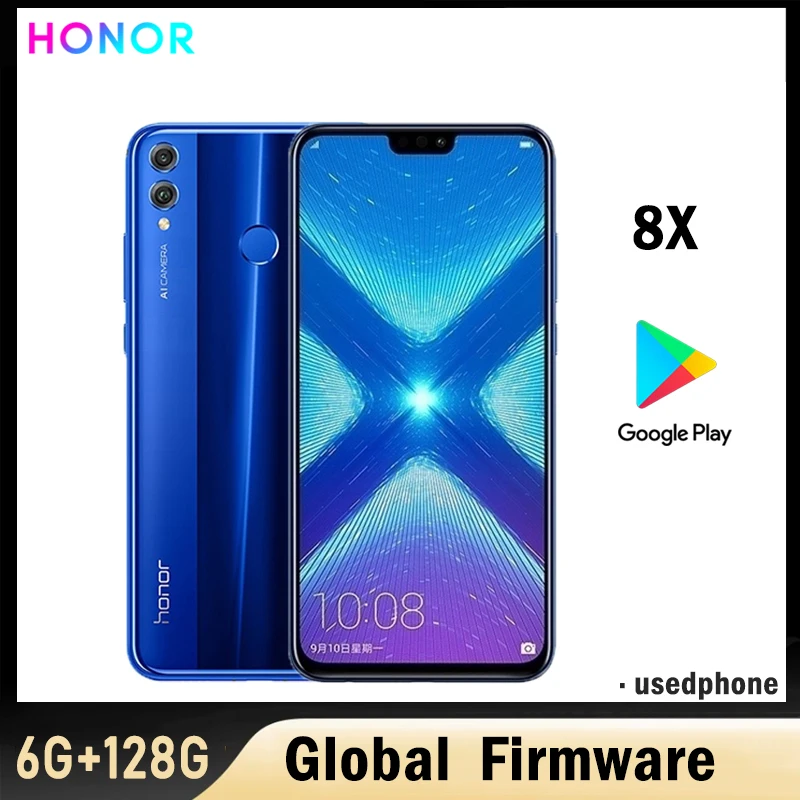 HONOR 8X Smartphone Firmware Global CPU Haisi Qilin 710 6,5 pulgadas 3750mAh cámara trasera 20MP RAM 6GB ROM 128GB teléfono usado