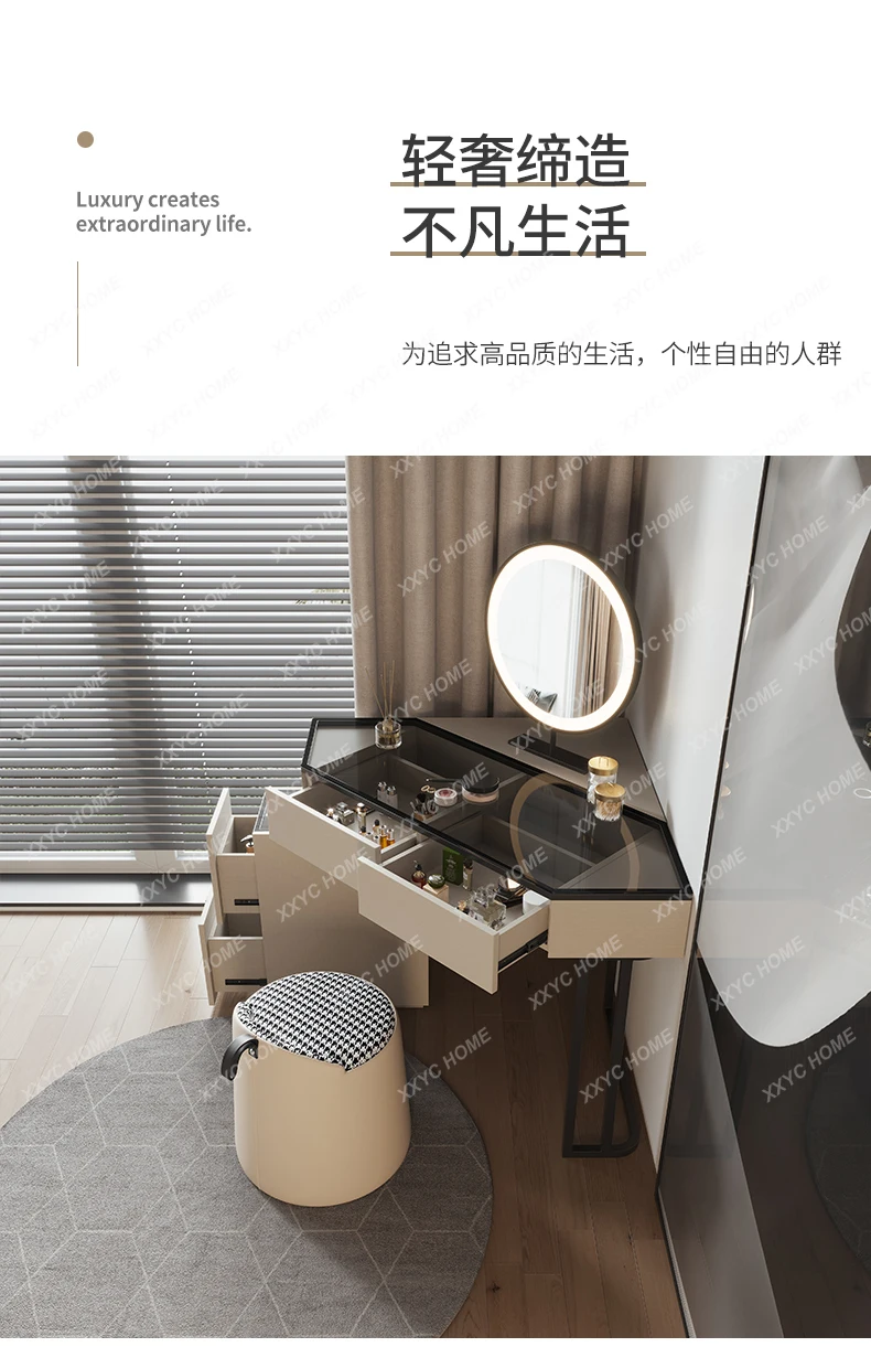 Light Luxury Corner Dressing Table Makeup Table Integrated Triangle Multi-Functional High Sense