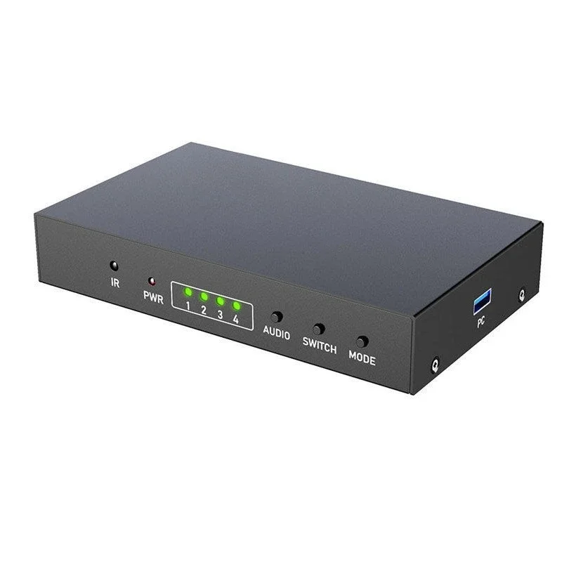 Four-way HDMI high-resolution video switching capture live stream box USB3.0 output with remote control