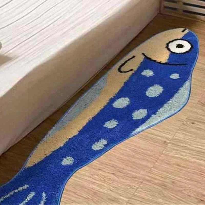Children Playrooms Rug Flocking Fish Designs Slip Resistant Backing Machine Washable 02DB
