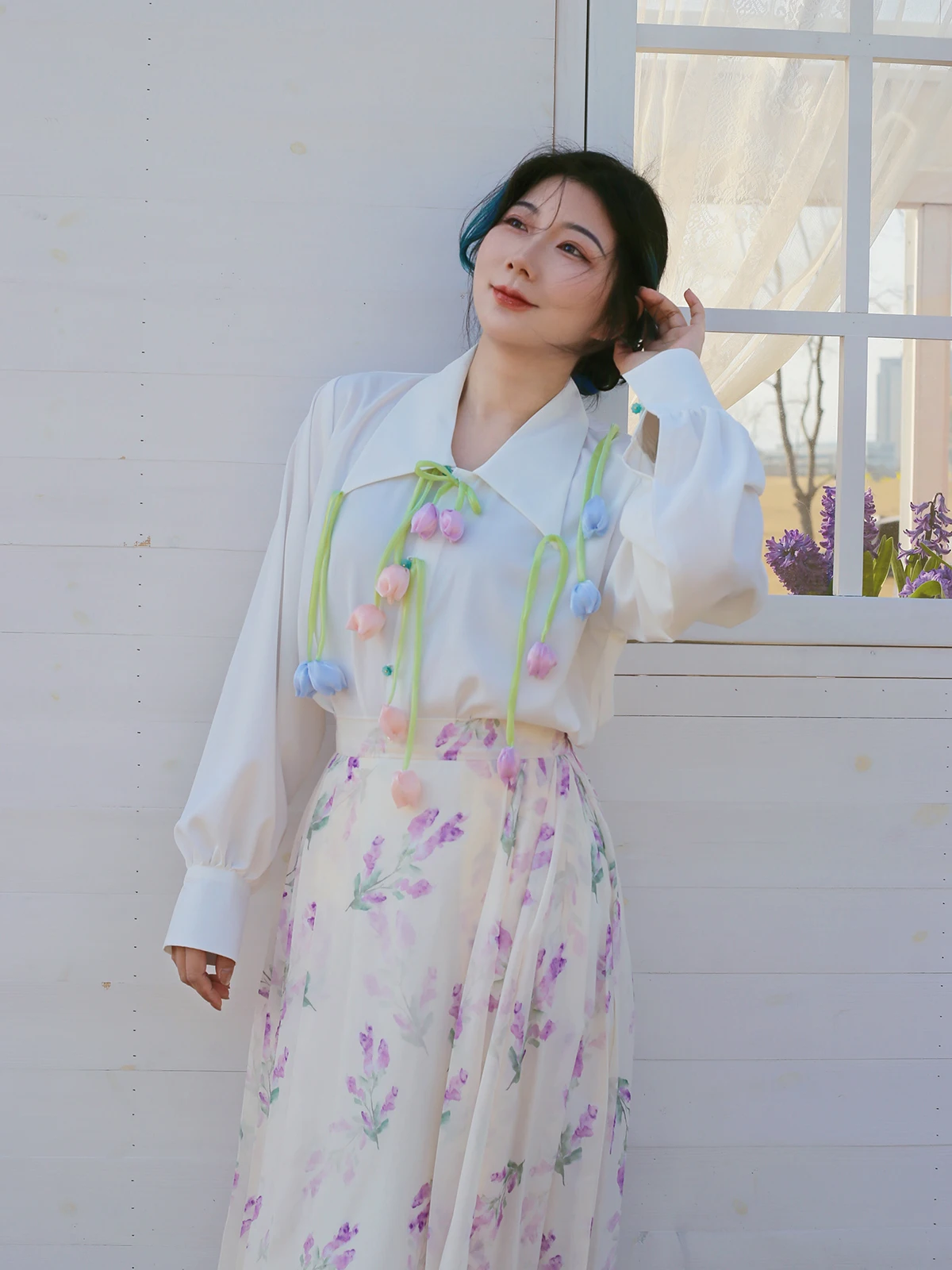 

Романтичная женская рубашка с 3D-принтом тюльпанов, доступны большие и маленькие размеры, дышащая, удобная, из полиэфирного волокна, с длинными рукавами