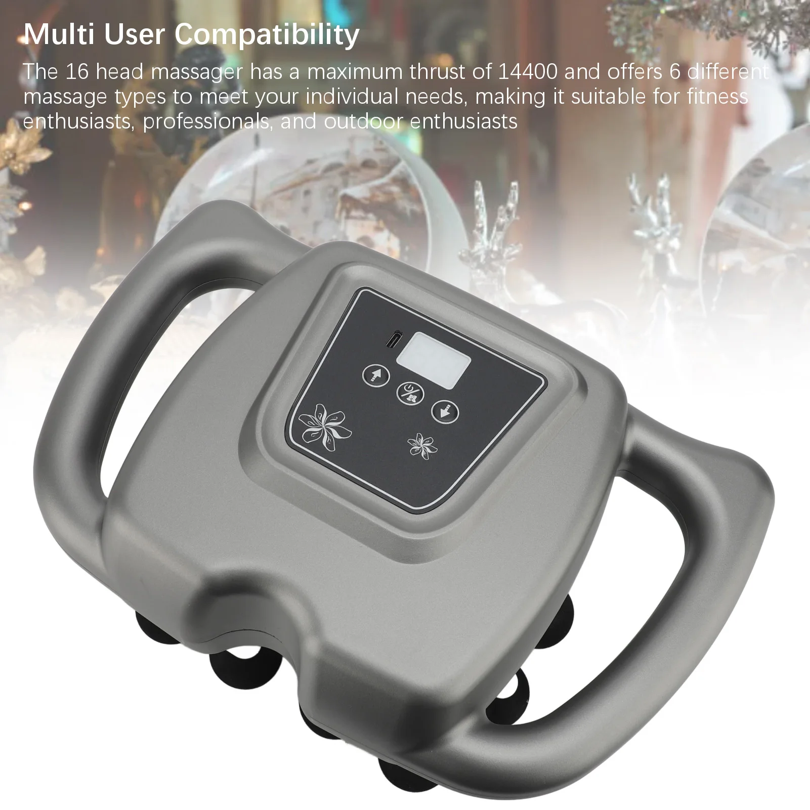 

Массажер с 16 головками, массажер с 16 головками, 99 передач, регулировка, перезаряжаемое массажное устройство для спины, плеч, шеи, серый цвет