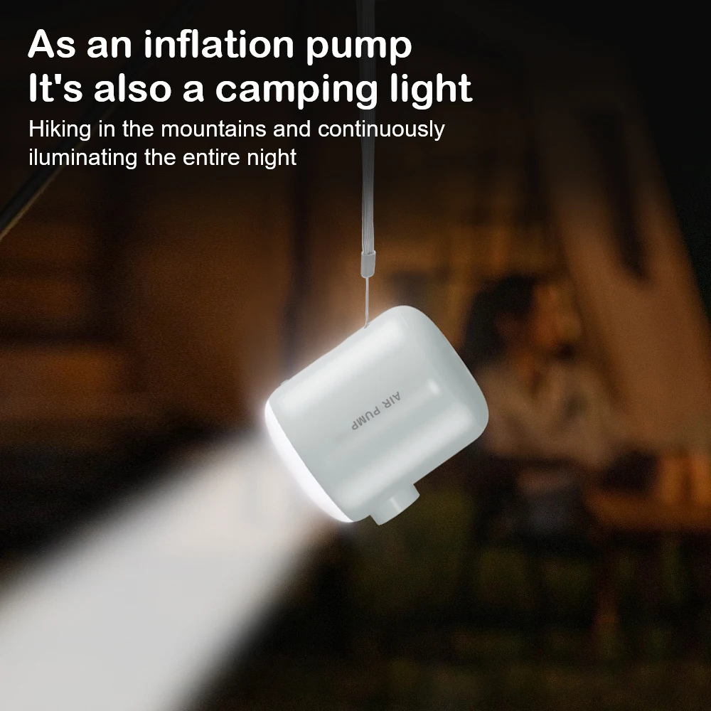 Portable Air Compressor 4Kpa Mini Inflator Air Pump ​For Outdoor Camping Mat Inflate Car Pillows With LED Lantern Outlet Nozzles