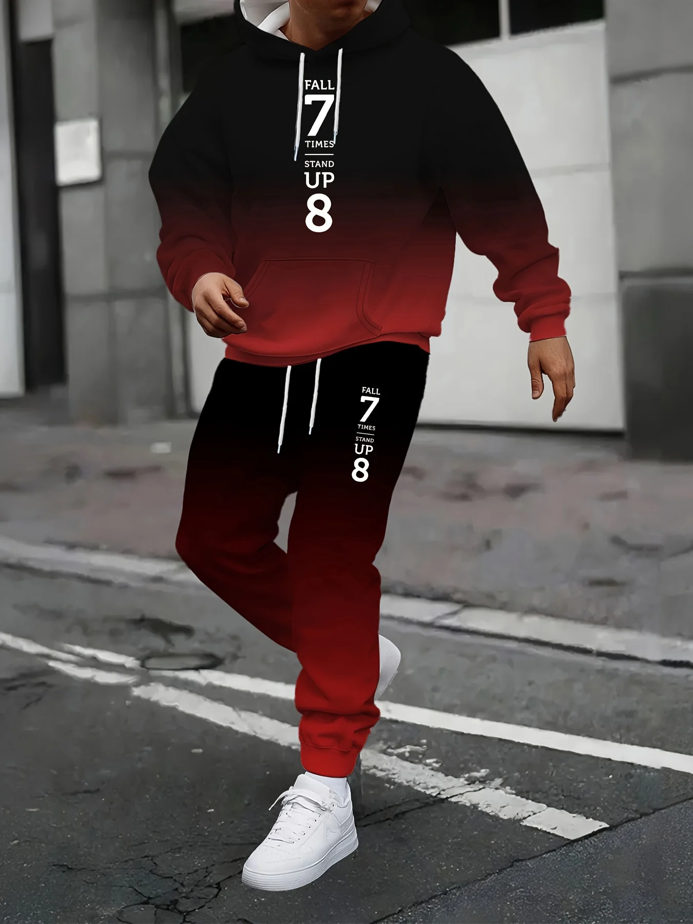 

Autumn and Winter Men Hoodie Set Men Casual 3D Printed Gradient Hoodie Pants Set Men Fashion Sports Comfort Set Quick Drying