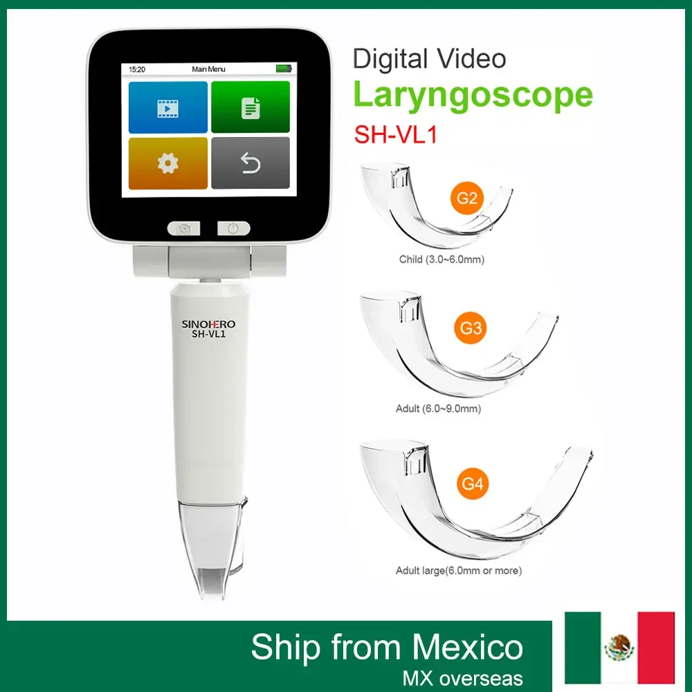 SH-VL1 Digital Video Laryngoscope with 3pcs Disposable Blades  3.5