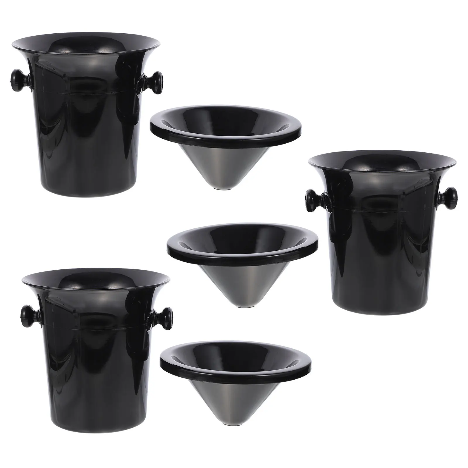 

3Pcs Wine Tasting Spittoons Black Round Mouth Double Ears Eco-Friendly Wine Dump Buckets for Parties Bars Cellars