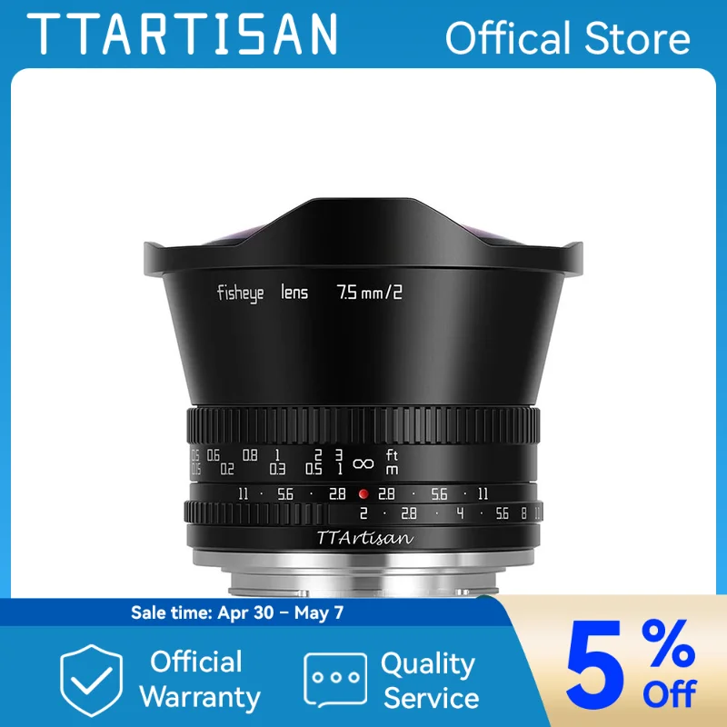 TTArtisan 7.5mm F2 APS-C Wide Angle Fisheye Lens for SONY E FUJI X Canon M Nikon Z Leica L Panasonic Olympus M43 Camera Lense