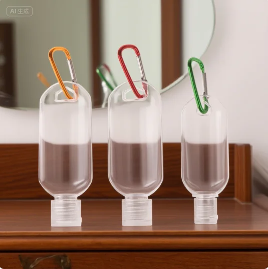 30/50/60 ミリリットル再利用可能なプラスチックスクイズボトル収納ツール空のポータブルボトルカラビナフック付き屋外旅行ハンドサニタイザー