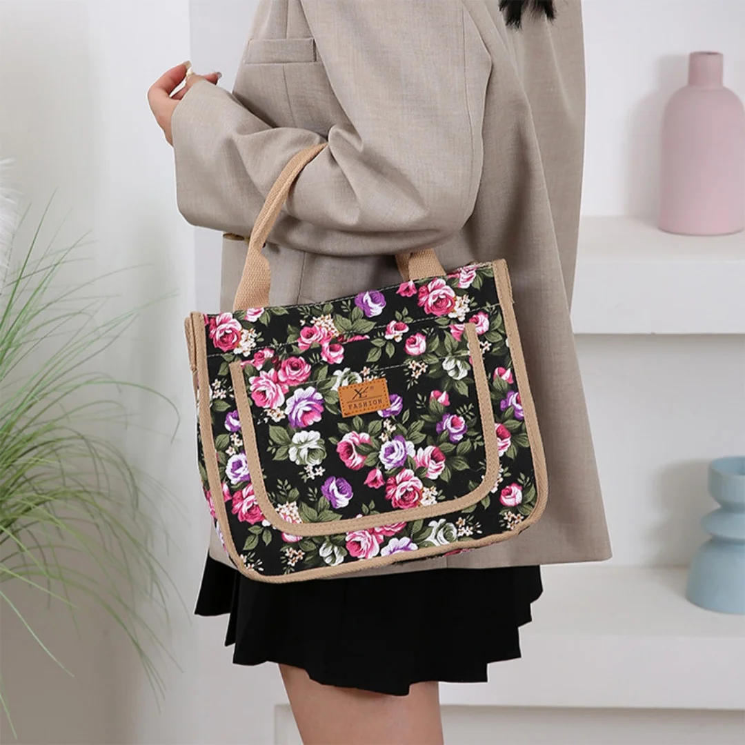 

Fashion Floral Print Lunch Handbag Thermal Waterproof Insulated Bag Women Portable Worker Lunch Bag Outdoor Portable Totes Bag