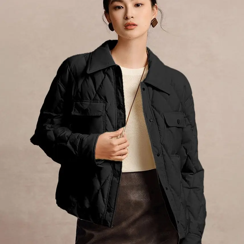 Veste courte rembourrée en coton, taille 2025, nouveau losange fin et fin, automne et hiver