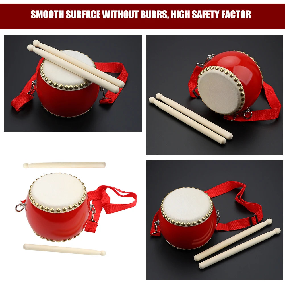 

Red for Kids Baby Music Percussion Instrument Children Set Chinese Kids Sticks Safe Durable Toy Child Percussion Drum Waist Drum
