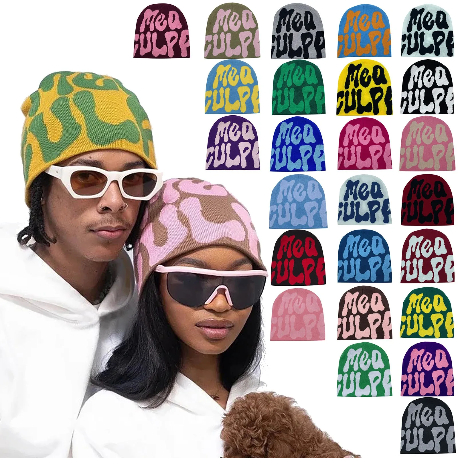 Y2k Knitted Beanies Hat Men Women Autumn Winter Cap Mea Culpa Warm Hip Hop Hundred Take Cold Cap For Women