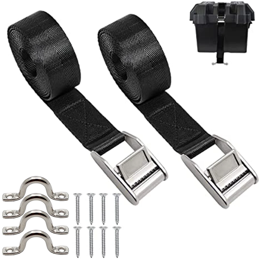 

Battery Tie Down Straps Kit With Stainless Steel Cam Buckle Stainless Steel Bracket Screws Cooler Tie Down Kit For Boats