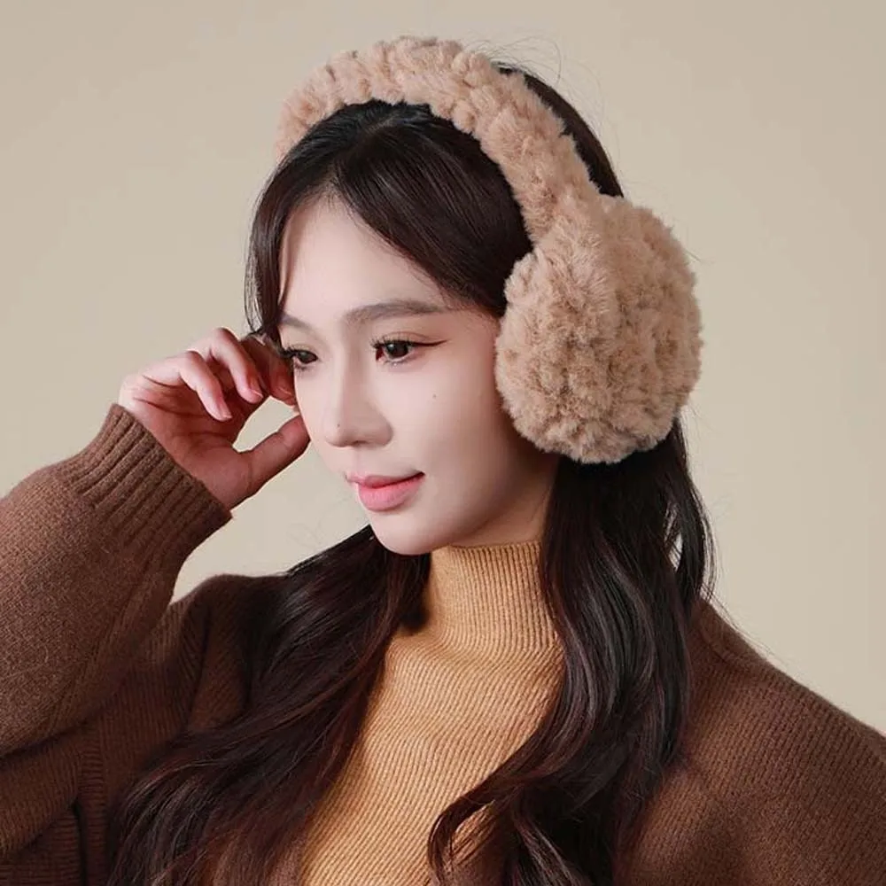 Fashion Windproof Solid Color Earmuffs Soft Foldable Ear Cover Ear Warmers Korean Style Winter Thicken Earflap Cold Weather