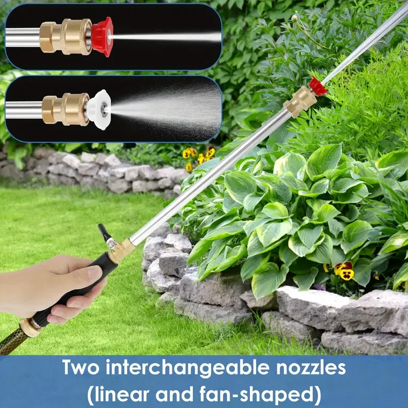 Portable Pressure Washer Gun: Quick-Connect for Car/Garden/Yard, Hose Compatible, Durable & Black