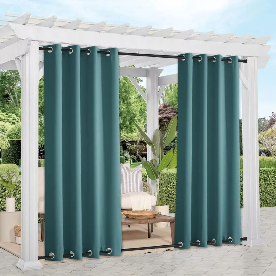 

2 Panels Outdoor Curtains for Patio Waterproof amp Windproof, Thermal Insulated Rustproof Top and Bottom Grommet Blackout Outdoo