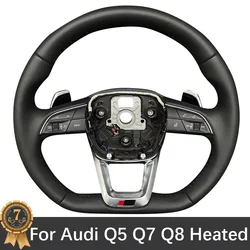 For Audi Q5 Q7 Q8 Flat-bottom Sports Heated Leather Steering Wheel With RS Logo Assembly