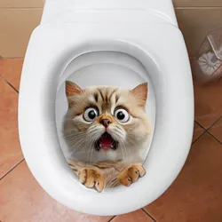 Scary Cat Toilet Stickers Diy Self-Adhesive Toilet Lid Decals For Bathroom Restroom  Fashion  Waterproof  WC Home Decoration