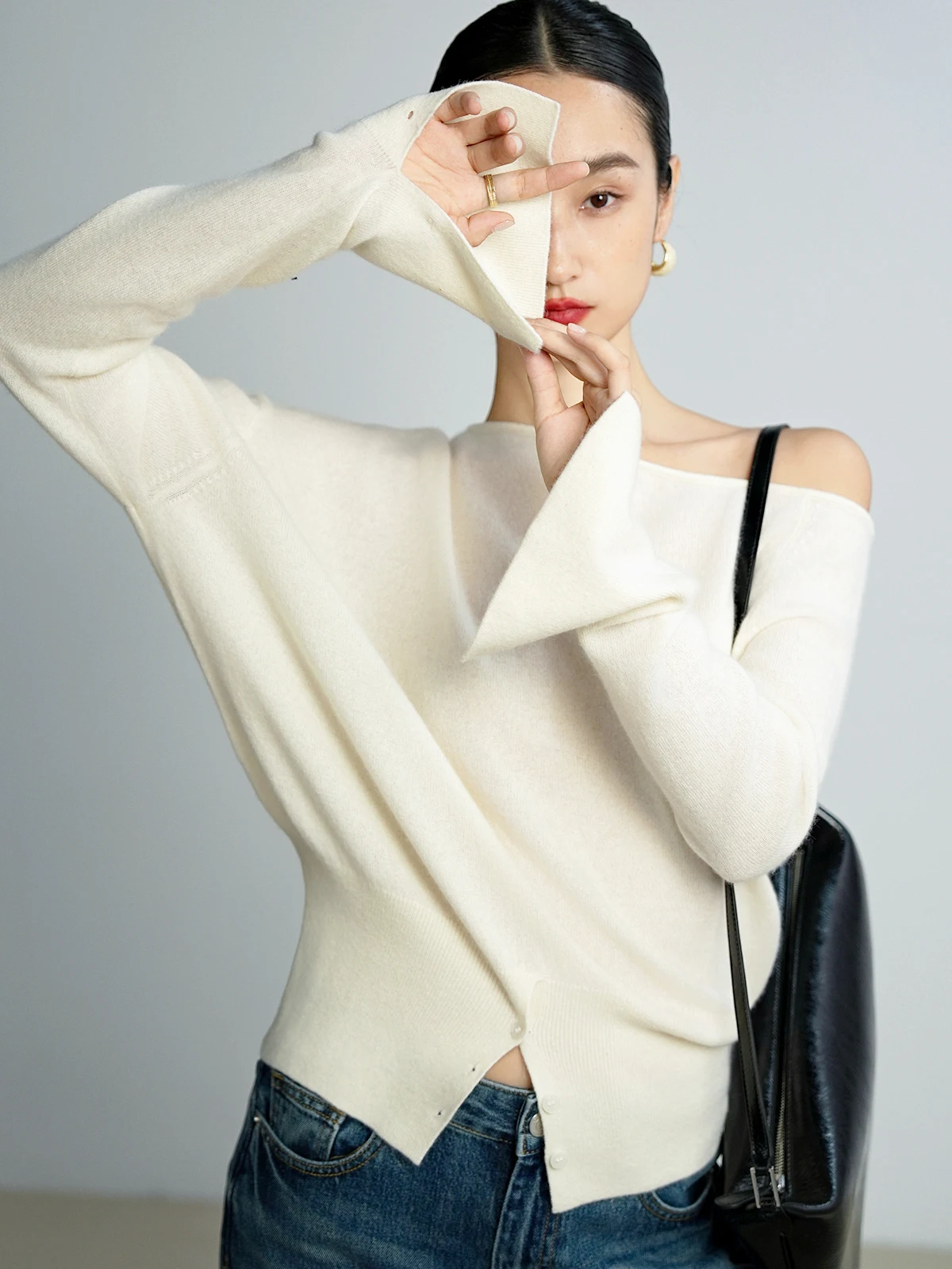 

Женское вязаное пальто Ele LemonChen Camere с асимметричным разрезом, длинными рукавами, свободного кроя, повседневное, модное, осеннее