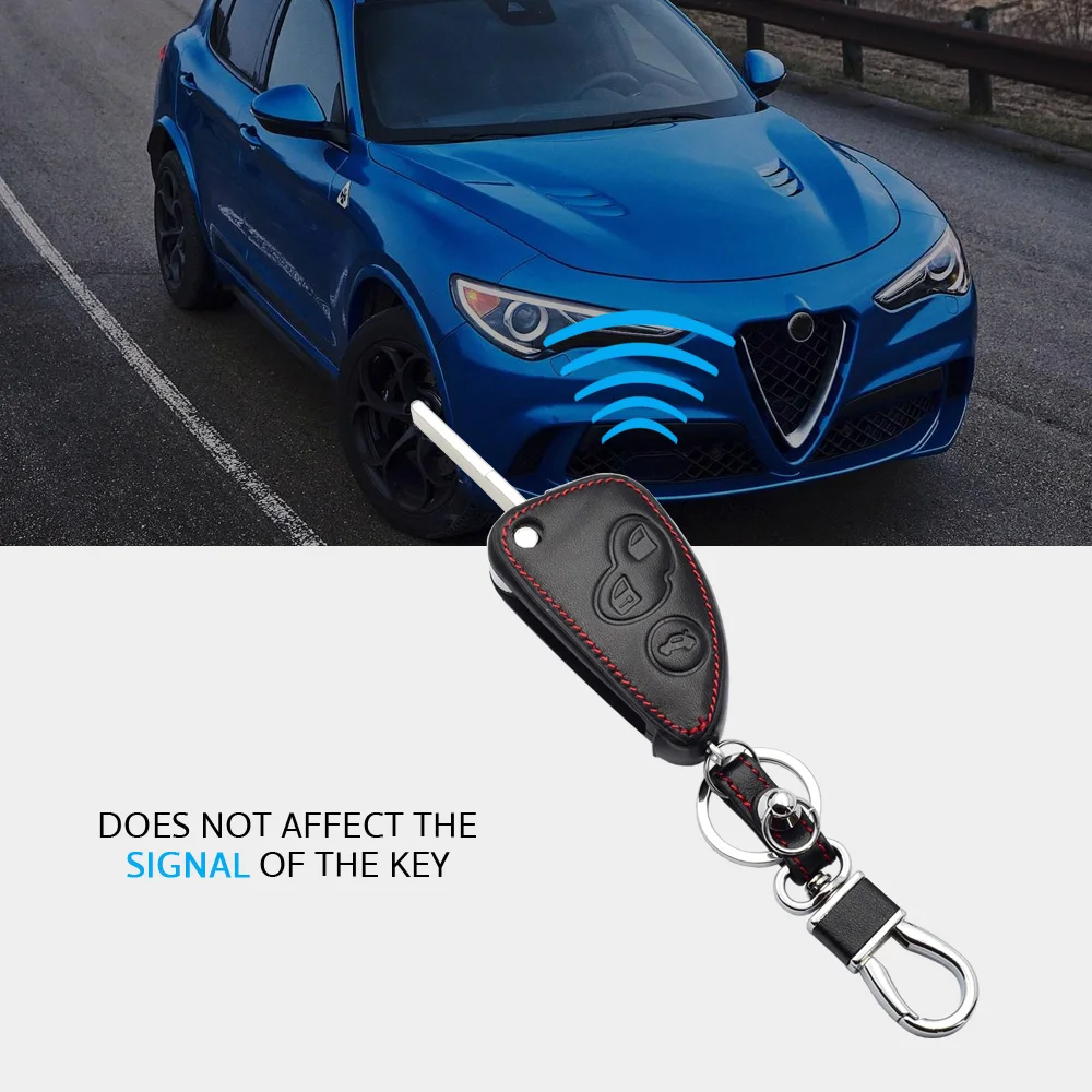 Leather Car Key Case Flip Remote Fob Shell Cover Keychain Bag Holder For Alfa Romeo Mito Giulietta 159 147 156 166 GT JTD TS Gta