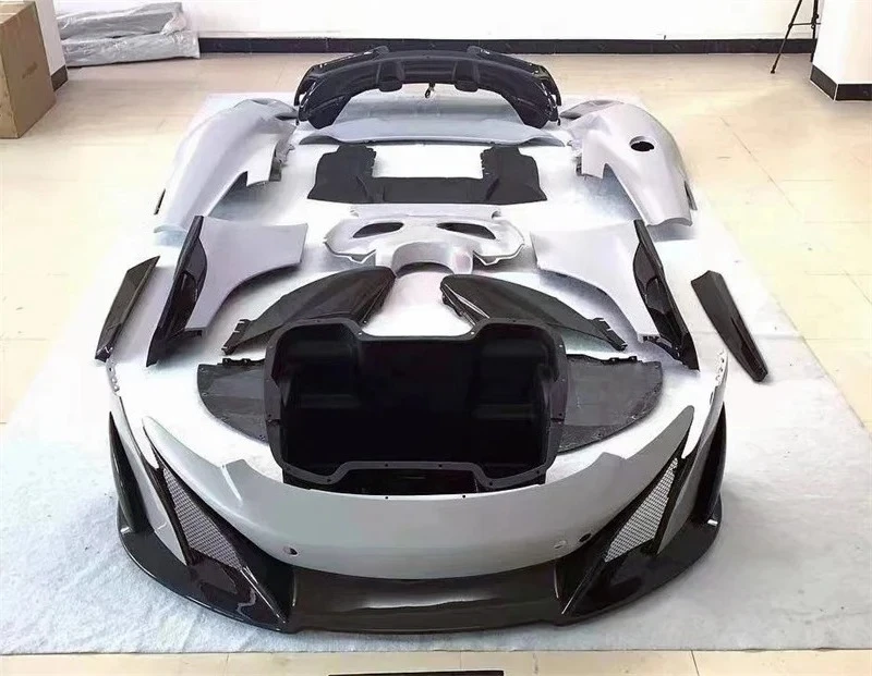 For 650S Retrofit Upgrade 675LT Style Dry Carbon Fiber Front Bumper Rear Bumper Fender Rear Spoiler Body Kit