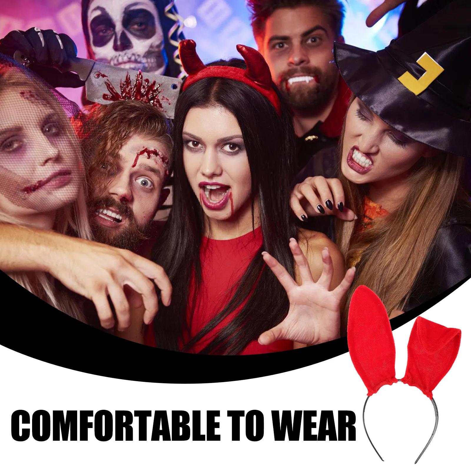 4Pcs Cloth Rabbit Headband Black Comfortable Fit Women Party Cosplay Accessories Bunny Hairband Hairband Rabbit Headband