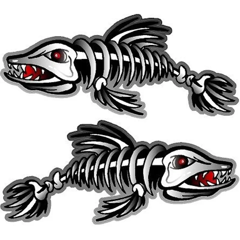 

2 Pcs Reflective Car Stickers Zombie Fishing Art Series Motorcycle Waterproof Accessories Vinyl Decal,17cm*10cm