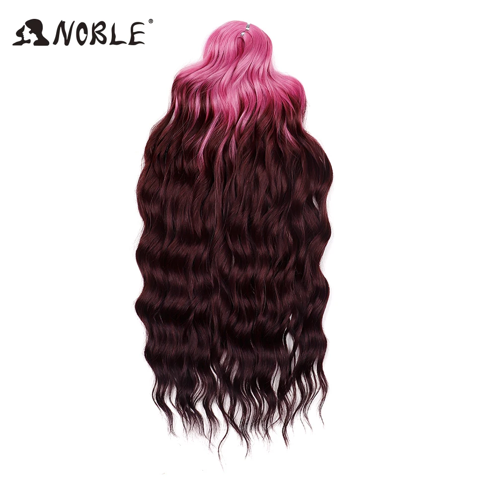 Rambut Sintetis Noble 24 Inch Model Water Wave untuk Kepang, Ekstensi Rambut Ombre Warna Pelangi Deep Wave Curl Twist Crochet