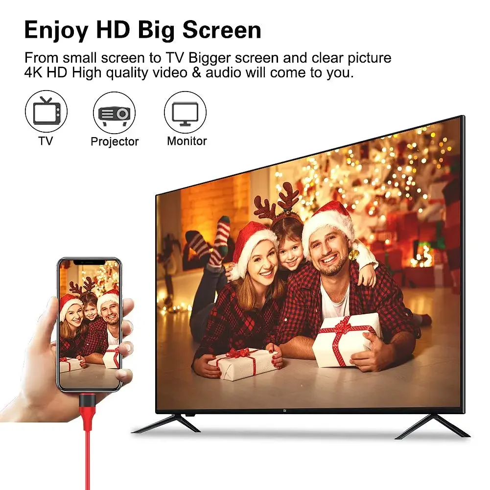 1080P HDTV-кабель, цифровой AV-адаптер для телевизора, совместимые с iPhone на HDMI кабели для iphone 8 7 8plusX XR XS 11 для ipad Mini Air Pro