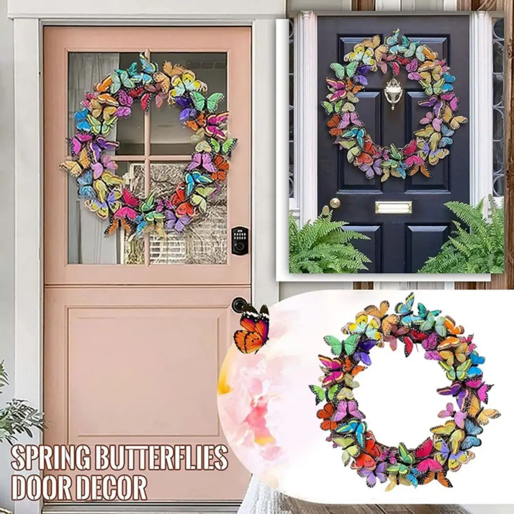 1pc Artificial Butterfly Simulation Wreath With Real Vine for Home Dcoration, Door and Wall Hanging Decoration Party Decor