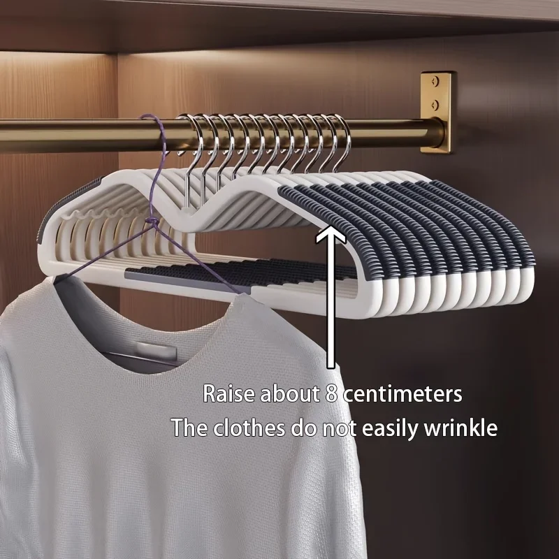 Non-Slip Clothes Hangers - Plastic Anti-Slip Hangers with Shoulder Grooves  Space Saving