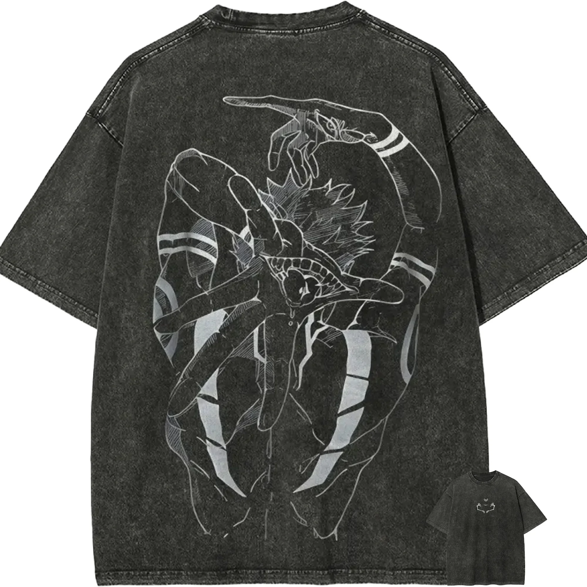 Jujutsu Kaisen Ryomen Sukuna T Shirt Men Domain Expansion Vintage Acid Wash Streetwear Oversized Retro Japanese Anime Tees