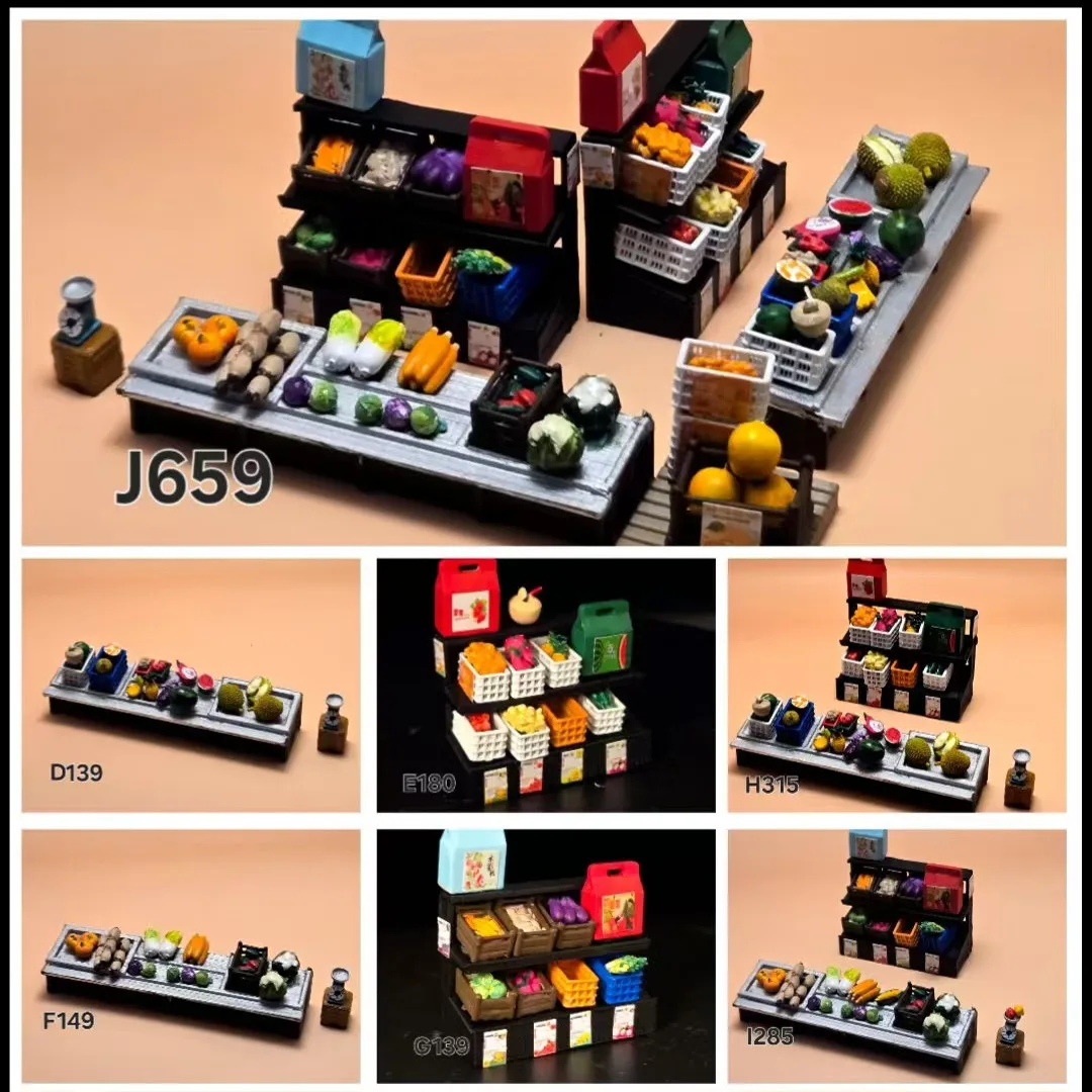 Miniature Painted Figure 1/64 Fruit and Vegetable Stall Shelf Action Figure Photography Color Miniatures Movementing Figures